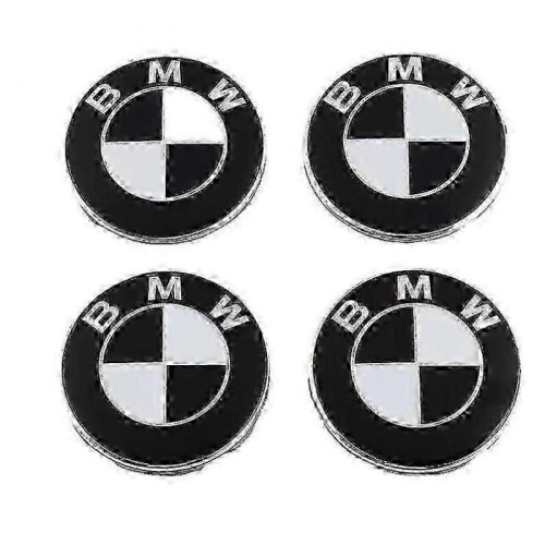 (black white) B04- 68mm 4-pack Center Caps Bmw Silver One Size