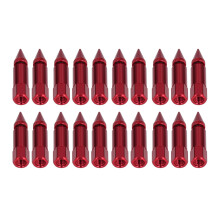 20 Stück Universelle M12x1,5 Aluminiumlegierung Spikes Radmuttern 90mm Rot