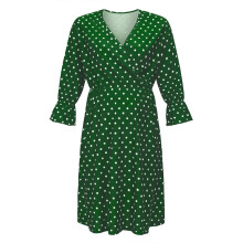 Women's Maternity Dress Long Sleeve V-Neck Nursing Dress Green Dots Print Ruffle Flower Summer Party Photo Shoot Size M
