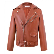 (Brown, UK M=Tag L) Men's Leather Jacket Biker Jacket Fire Jacket Motorcycle Jacket Chopper Jacket