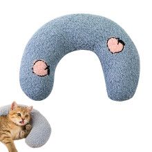 Pet Neck Pillow for Cats and Dogs, U Shaped Soft Recovery Collar, Machine Washable Cervical Support Pillow in Blue