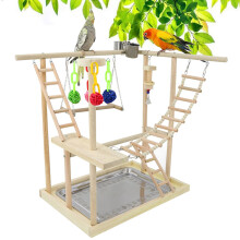 Birds Playground Budgie Toy Play Stand Gym Ladder Playpen with Feeder Cups Swing for Parrots Finches and Cockatiels