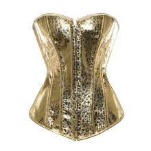 Underwear Glossy Corset Dress with Zipper and Adjustable Straps Western Style Latex Belly Belt Gold 4XL