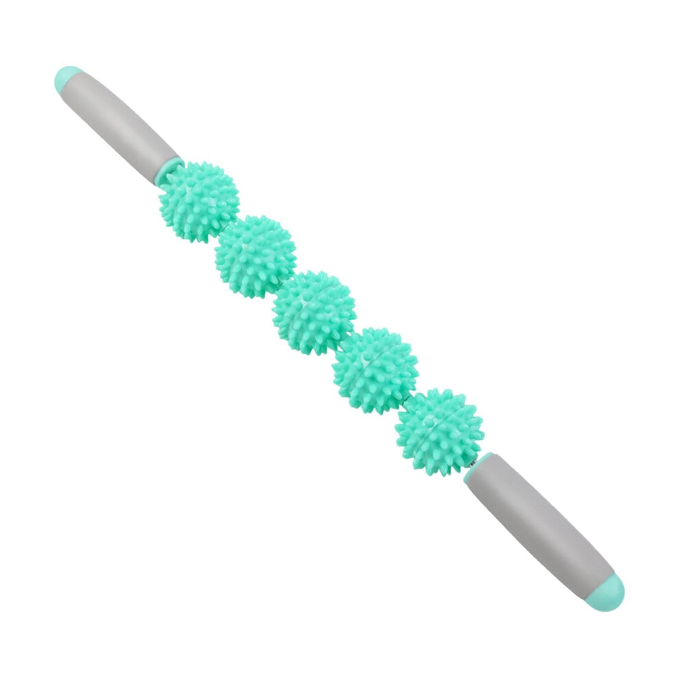 Green Body Massage Stick - Hedgehog Roller Stick For Sore Muscle Relief, Deep Tissue Massage Tool, 5 Ball Design, Color