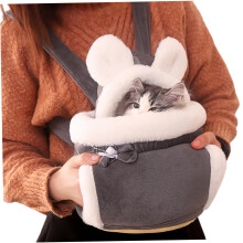 Cat Carrier XL, Soft Plush Backpack for Cats Up to 15 kg, Double Pocket Chest Carrier for Outdoor Travel