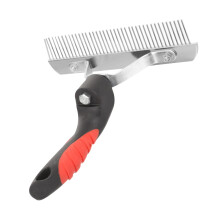 Horse Hair Brush with Ergonomic Rubber Grip for Pets, Durable Undercoat Rake for Removing Mats and Tangled Fur