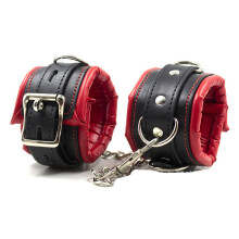 Sex Handcuffs Leather Padded Sponge Adjustable Black Red Bondage Foot Cuffs for Couples SM Sex Toy