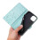 (LightBlue) Compatible For iPhone 15 Plus PU Leather Wallet Cover Cell Phone Case Imprinted Butterflies Shell Stand with Strap 5