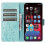(LightBlue) Compatible For iPhone 15 Plus PU Leather Wallet Cover Cell Phone Case Imprinted Butterflies Shell Stand with Strap 2