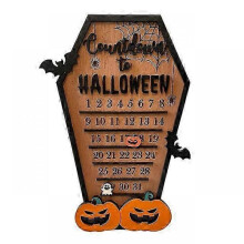 (Type A) Advent Calendar Wooden Countdown To Christmas Decor Horror Ornaments Ghost Design For Indoor Home Party Decoration