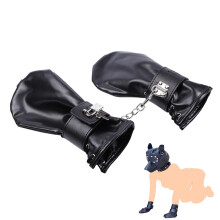 BDSM Handcuffs Dog Play Restraints Soft Patent Leather Gloves with Lock for Petplay Cosplay Slave Bondage