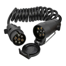3 Meters 7Pin Trailer Extension Coiled Cable with Trailer Plug Socket Connector, 7 Core RV Electrical Cable Connector