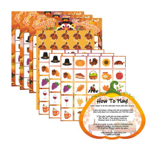 Thanksgiving Bingo Card Game Set for Family Gatherings, School Birthdays, Easy-to-Play Fun Toy