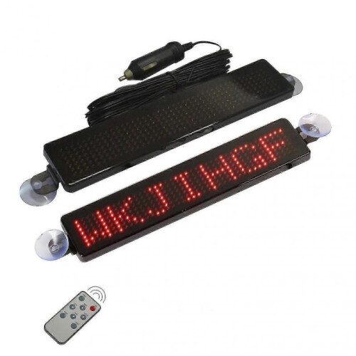(Red) Dc 12v Led Remote Control Car Sign Programmable Scrolling Message Sign Board_Special Gift