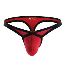 Men's Thong Low Waist Breathable Underpants Soft Nylon G-Strings Comfortable Sexy Briefs M Red