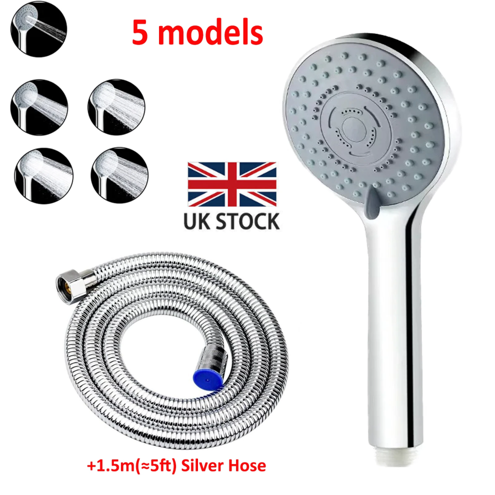 New Bath High Pressure Shower Head 5 Mode Large Chrome Handset Head Water Saving 94166576