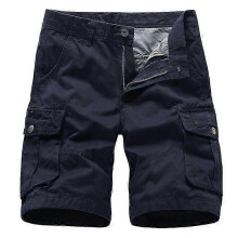 (Navy Blue, 32) Men Summer Outdoors Straight Tactical Shorts Combat Zipper Bottoms Cargo Half Pants