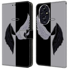 (Black White Wings) high qualitycompatible Honor 200 Pro 5g Wallet Case Magnetic Clasp 3d Pattern Leather Phone Cover