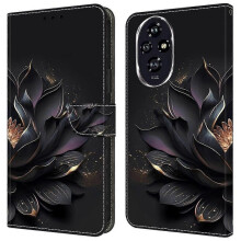 (Purple Lotus) high qualitycompatible Honor 200 Pro 5g Wallet Case Magnetic Clasp 3d Pattern Leather Phone Cover