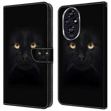 (Black Cat) high qualitycompatible Honor 200 Pro 5g Wallet Case Magnetic Clasp 3d Pattern Leather Phone Cover