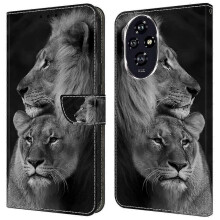 (Couple Lions) high qualitycompatible Honor 200 Pro 5g Wallet Case Magnetic Clasp 3d Pattern Leather Phone Cover