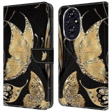 (Golden Butterfly) high qualitycompatible Honor 200 Pro 5g Wallet Case Magnetic Clasp 3d Pattern Leather Phone Cover