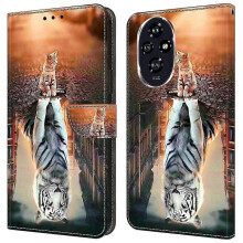 (Cat and Tiger) high qualitycompatible Honor 200 Pro 5g Wallet Case Magnetic Clasp 3d Pattern Leather Phone Cover