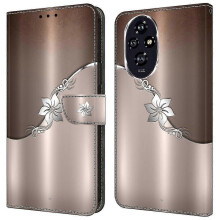 (Silver Flower) high qualitycompatible Honor 200 Pro 5g Wallet Case Magnetic Clasp 3d Pattern Leather Phone Cover
