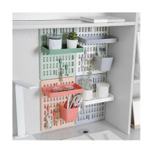Hole Board Wall Shelf Hooks Self-Adhesive Storage Rack Desk Room Various Earphone Remote Control Storage Accessories,A,S_Special Gift