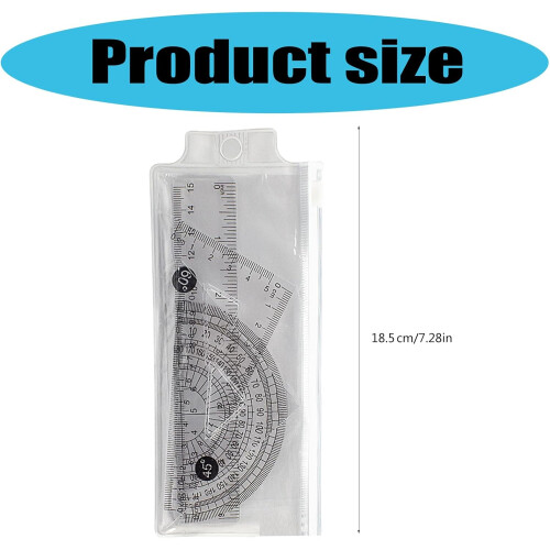 Lineal-Set Geometry Tools for Kids 4-Piece Set with Ruler, Protractor, Triangle, and Drawing Instruments 2