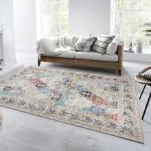 (160x230cm (5.3ft x 7.5ft), Coastal) Traditional Cashmere Rug Soft Woven Area Carpet Non Slip Living Room Bedroom Hall Floor Mat