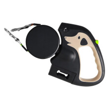 Retractable Dog Leash - Dual-Head Automatic Tangle-Free Leash | Expandable Pet Lead for Two Dogs | Soft Khaki Color