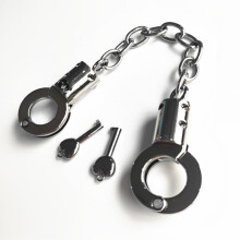 Stainless Steel Thumb Handcuffs Set with Key Adjustable Bondage Lock Metal Restraints for Role Play and BDSM