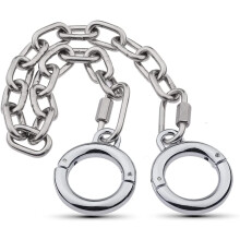 Stainless Steel Adjustable Thumb Toe Cuffs with Chain Lockable Foot Clamps for Couples BDSM Fetish 2.4CM Women's Restraints