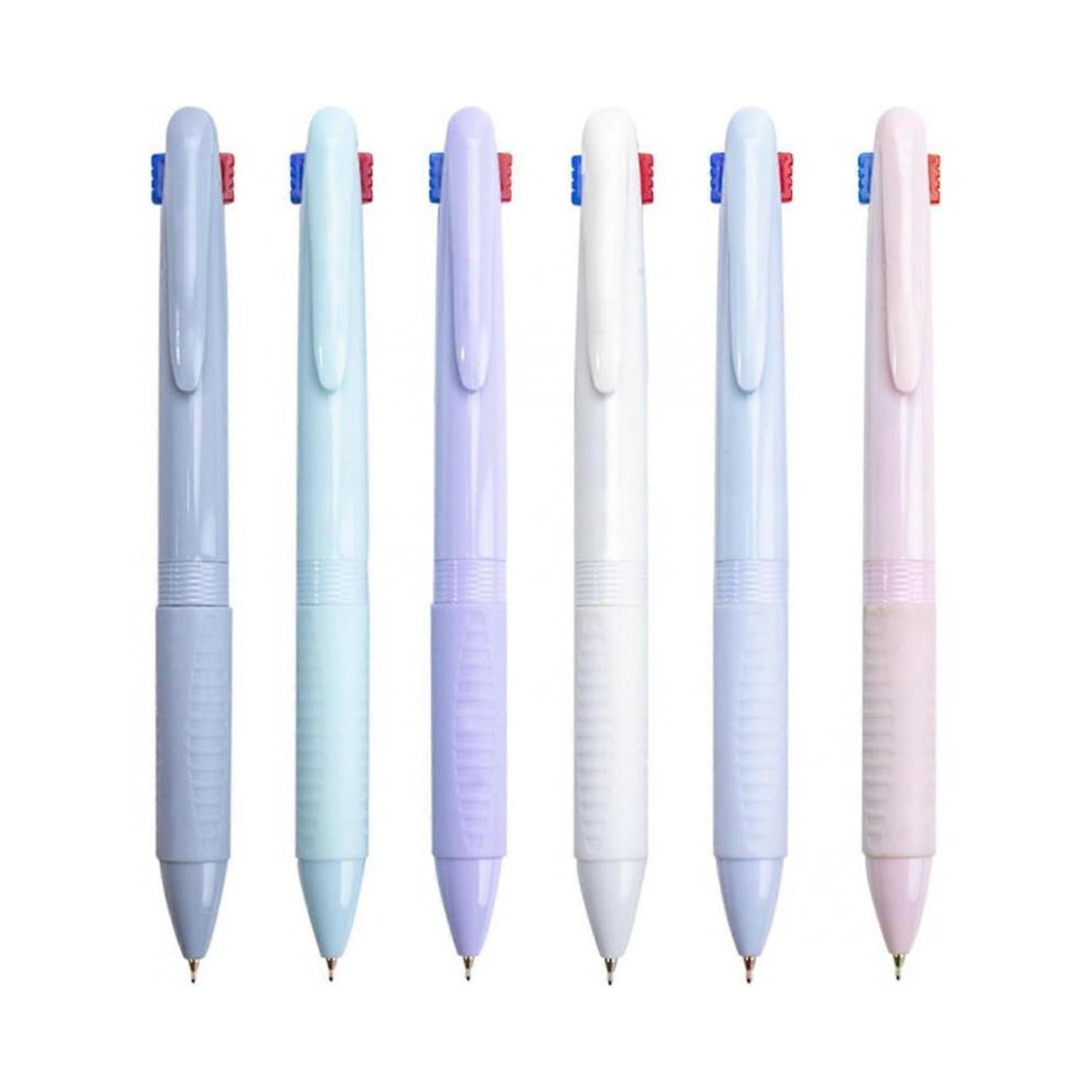 6 Multi-color Ballpoint Pens, 4-Color Ballpoint Pens, Retractable Ballpoint Pens, 0.5mm Ballpoint Pens, Suitable