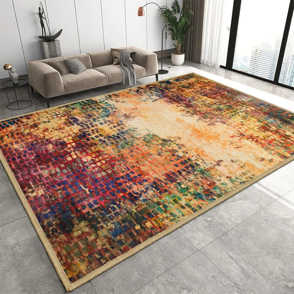 (240x320cm (8ft x 10.5ft), Vibrant) Traditional Cashmere Rug Soft Woven Area Carpet Non Slip Living Room Bedroom Hall Floor Mat-image-OPC-PK5TP6X-NEW