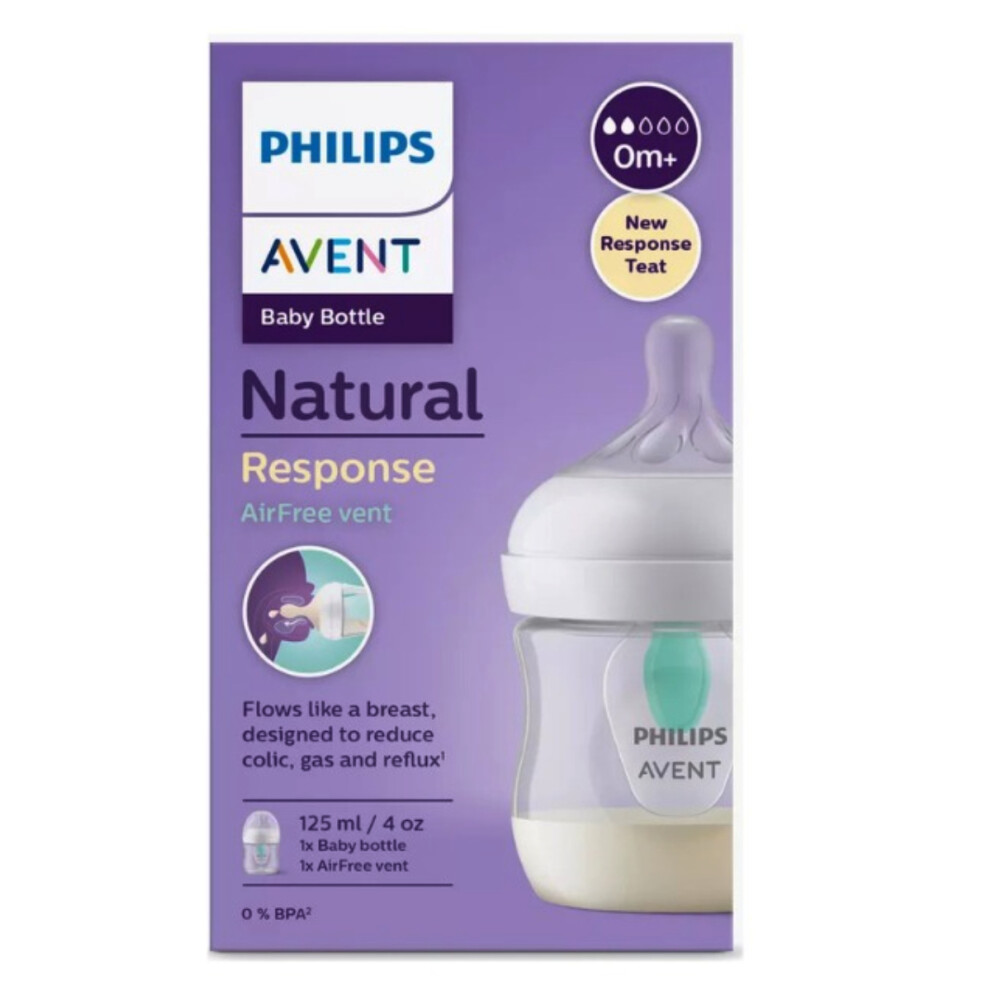 Philips Avent Natural 3.0 Feeding Bottle With Vent (0M+) |Natural Response Teat, Easy to Combine  - 125ml PA711
