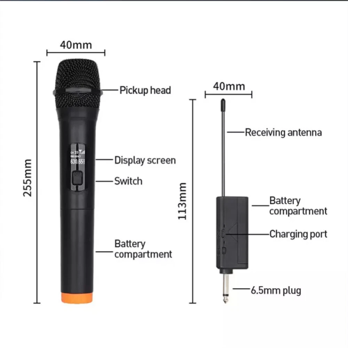 2x Professional Wireless Microphone Handheld Mic System Receiver for Karaoke KTV 1