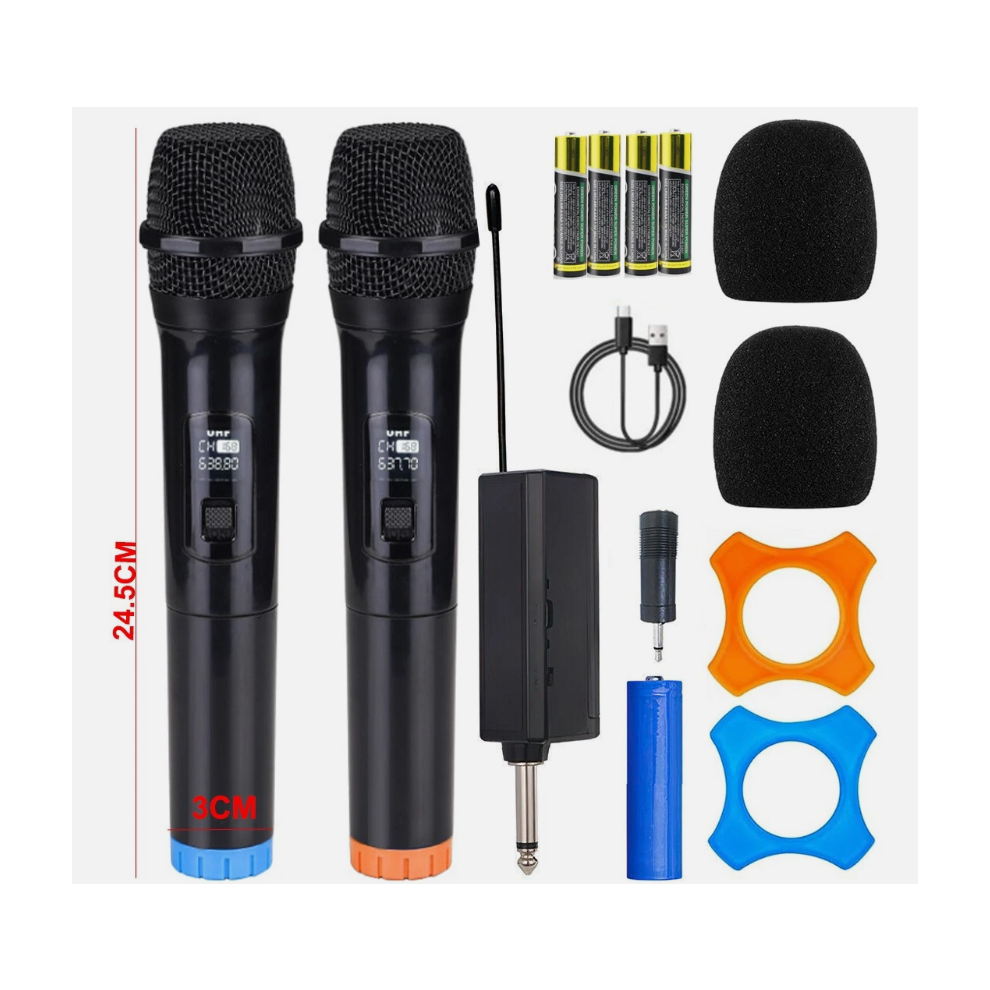 2x Professional Wireless Microphone Handheld Mic System Receiver for Karaoke KTV