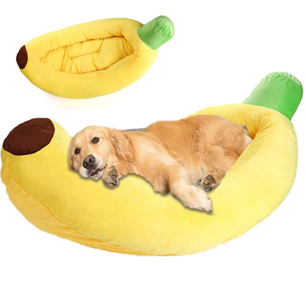 Extra Large Banana Dog Sofa Bed Calming Orthopedic Wicker Cushion Warm Washable Anti-Chewing for Cats and Dogs
