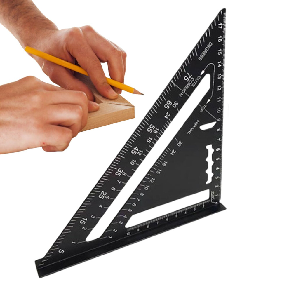 Drawing Triangles Metric Scale Ruler Metal Precision Measuring Tool For Engineering Architecture Woodwork Black 30Cm 6947110661209