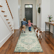 (60x220cm (2ft x 7.2ft), Ember) Traditional Rug Cashmere Area Rug Luxury Soft Carpet Non Slip Floor Mat for Lounge Hallway Bedroom