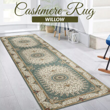(80x150cm (2.6ft x 5ft), Willow Teal) Traditional Rug Cashmere Area Rug Luxury Soft Carpet Non Slip Floor Mat for Lounge Hallway Bedroom