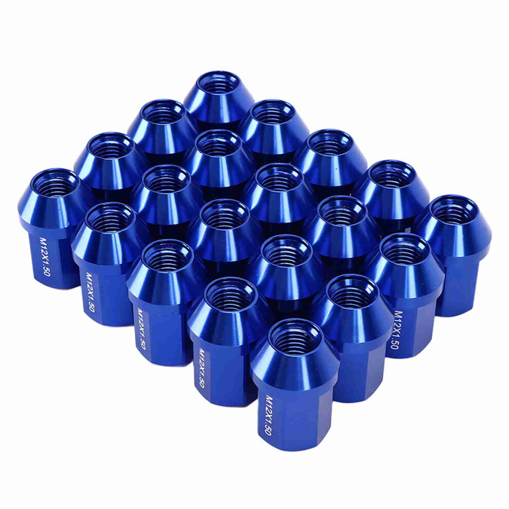 20Pcs Aluminum Alloy M12x1.5 Wheel Lug Nuts 35Mm Blue 9351344896752