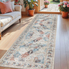 (60x220cm (2ft x 7.2ft), Coastal) Traditional Cashmere Rug Soft Woven Area Carpet Non Slip Living Room Bedroom Hall Floor Mat