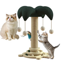 Cat Scratching Post, Vertical Cat Tree with Sisal Ball, Rotating Track & Rolling Ball for Kitten Training and Furniture Protection