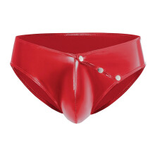 PVC Sexy Open-Cut Triangle Shorts Plus Size 3XL in Red for Roleplay Lingerie