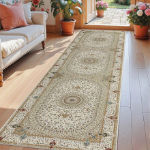 (80x150cm (2.6ft x 5ft), Willow Beige) Traditional Rug Cashmere Area Rug Luxury Soft Carpet Non Slip Floor Mat for Lounge Hallway Bedroom