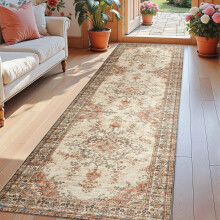 (60x220cm (2ft x 7.2ft), Timeless) Traditional Cashmere Rug Soft Woven Area Carpet Non Slip Living Room Bedroom Hall Floor Mat