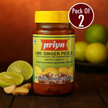 Priya Lime Ginger Pickle – 300g (Pack of 2) | Authentic South Indian Taste | Spicy & Tangy Nimbu Adrak Achar